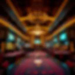 Elegant casino interiors showcasing vibrant gaming tables