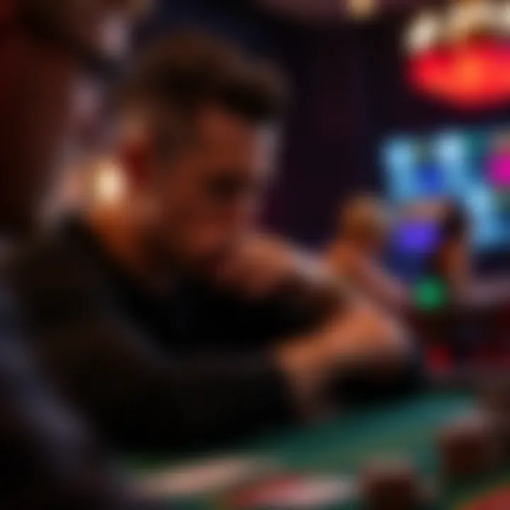 A player contemplating their next move in blackjack