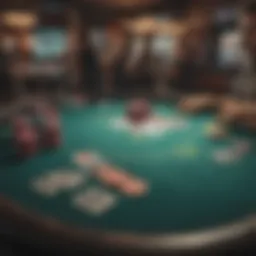 A vibrant digital drawing of a poker table filled with chips and cards