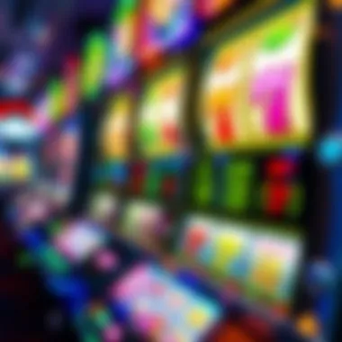 Colorful slot machine display showcasing various symbols