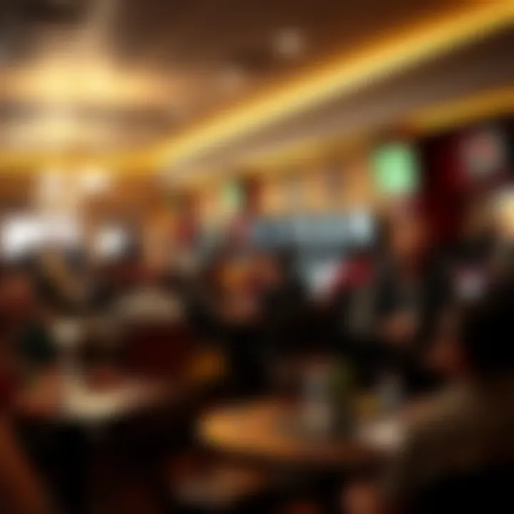 A bustling betting lounge filled with enthusiastic patrons at Harrington Raceway