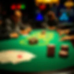 A captivating scene of a poker table with chips and cards.