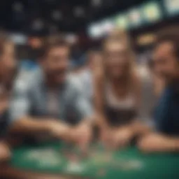 A vibrant sports betting atmosphere with excited fans