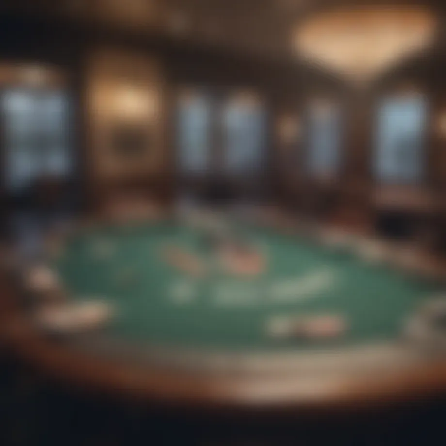 An elegant poker table set for a game