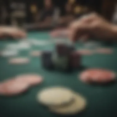 A table of poker chips and cards ready for a game.