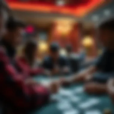 Players enjoying a card game with shuffler