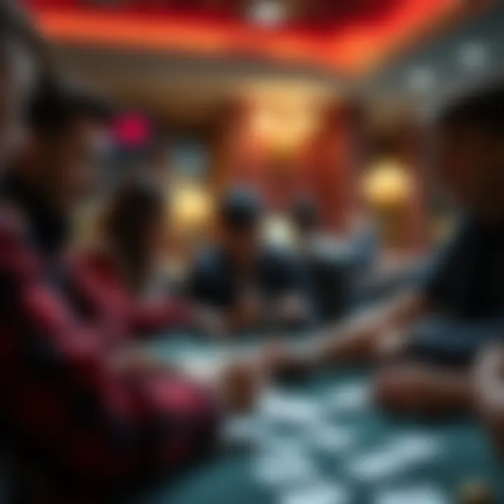 Players enjoying a card game with shuffler