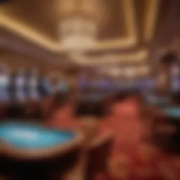 Glamorous Las Vegas casino interior showcasing gaming tables