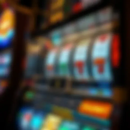 A detailed view of a colossal slot machine showcasing its intricate design.