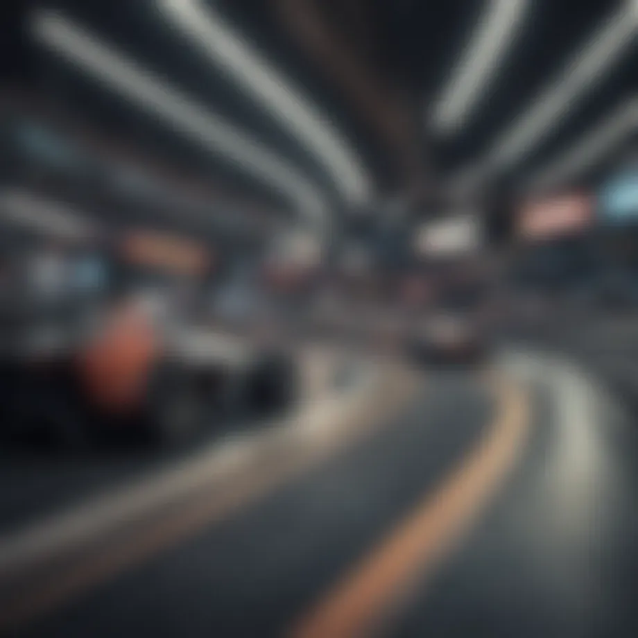 A futuristic racetrack showcasing advanced technology and user engagement.