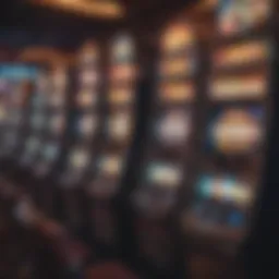 An array of colorful slot machines in a casino setting showcasing various themes